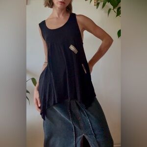 Caty Lesca Paris Avant-Garde Black Tank – Size 3 (Fits S–L)